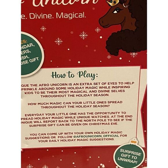 Afro Unicorn Holiday Plush Set – Stuffed Unicorn Toy Christmas 4-Piece Gift Set - Picture 8 of 16